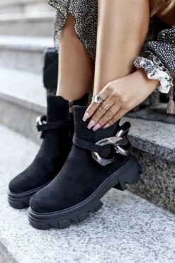 Clearance Damskie Ocieplane Botki Sztyblety Czarne Visione Damskie Czarne Botki|Botki Zimowe Damskie