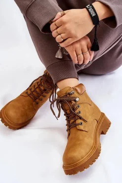 Damskie Trapery|Botki Sznurowane></noscript>Boto Damskie Ocieplane Botki Trapery Sznurowane Camel Halfway