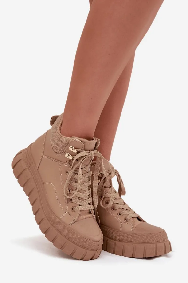 Online Damskie Ocieplane Botki Trapery Na Platformie Camel Carenna Damskie Botki Ocieplane|Damskie Trapery