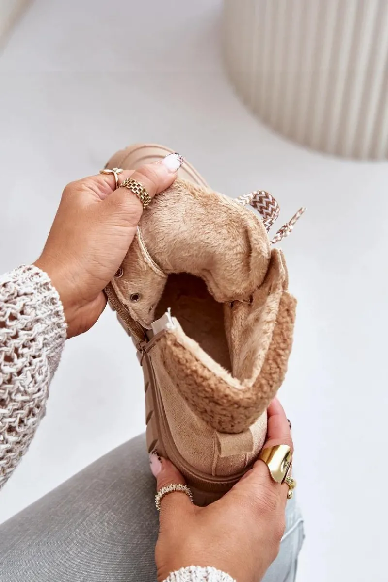 Botki Ocieplane|Damskie Trapery>Evento Damskie Ocieplane Botki Trapery Na Platformie Brązowe Alcyhen Brązowy