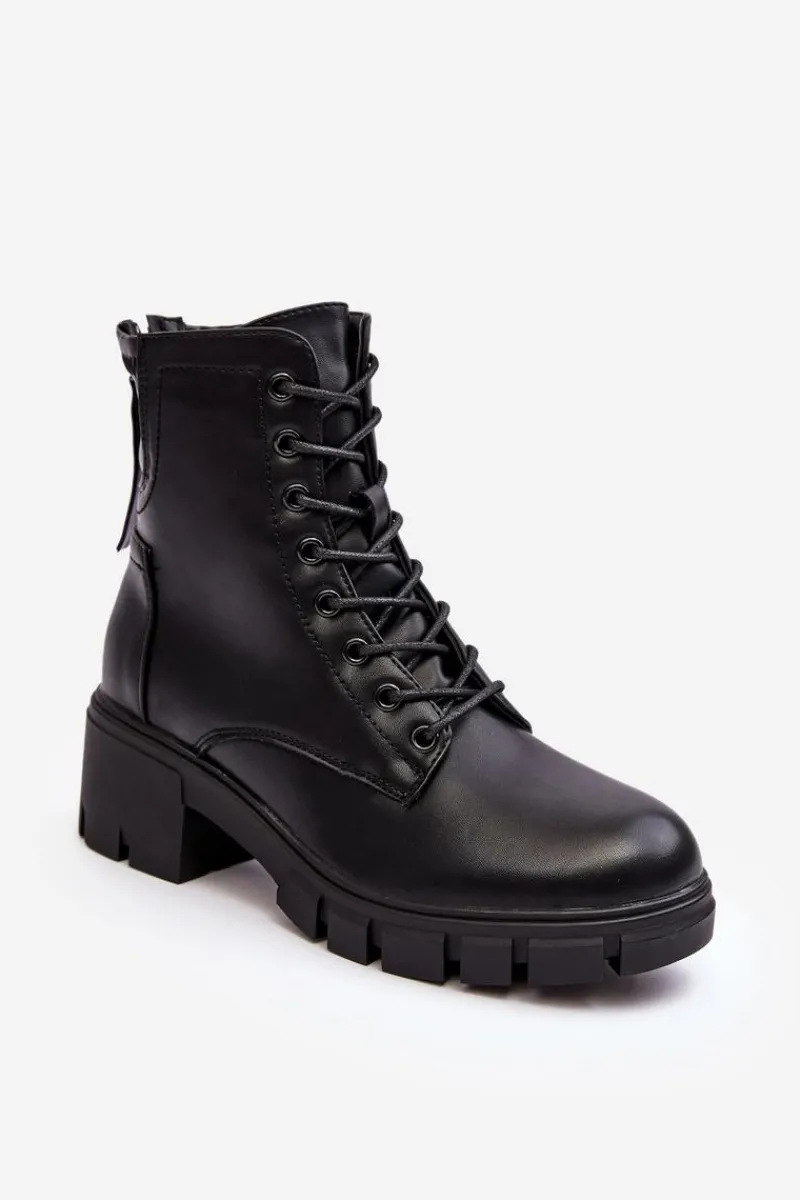 Best Buty damskie Vinceza Damskie Ocieplane Botki Workery Na Suwak Czarne Evrarda