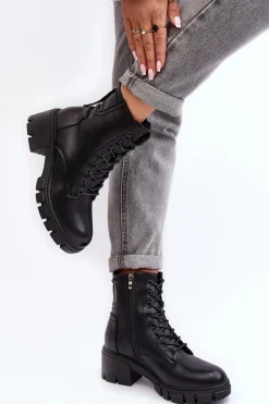 Best Buty damskie Vinceza Damskie Ocieplane Botki Workery Na Suwak Czarne Evrarda