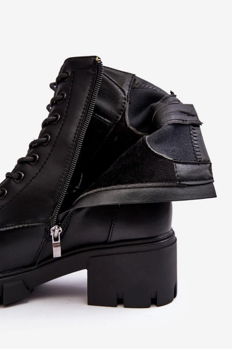 Best Buty damskie Vinceza Damskie Ocieplane Botki Workery Na Suwak Czarne Evrarda