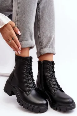 Best Buty damskie Vinceza Damskie Ocieplane Botki Workery Na Suwak Czarne Evrarda