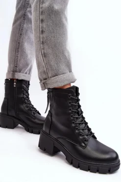 Best Buty damskie Vinceza Damskie Ocieplane Botki Workery Na Suwak Czarne Evrarda