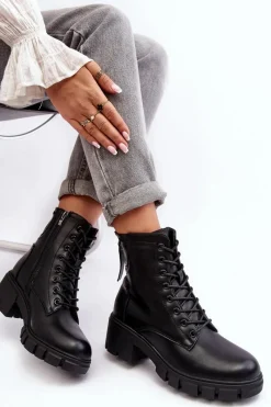 Best Buty damskie Vinceza Damskie Ocieplane Botki Workery Na Suwak Czarne Evrarda