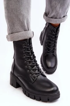 Best Buty damskie Vinceza Damskie Ocieplane Botki Workery Na Suwak Czarne Evrarda