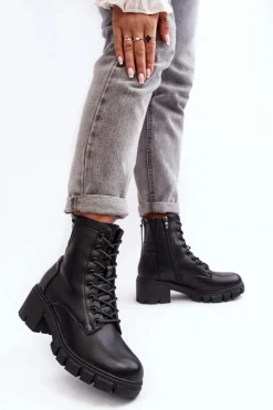 Best Buty damskie Vinceza Damskie Ocieplane Botki Workery Na Suwak Czarne Evrarda