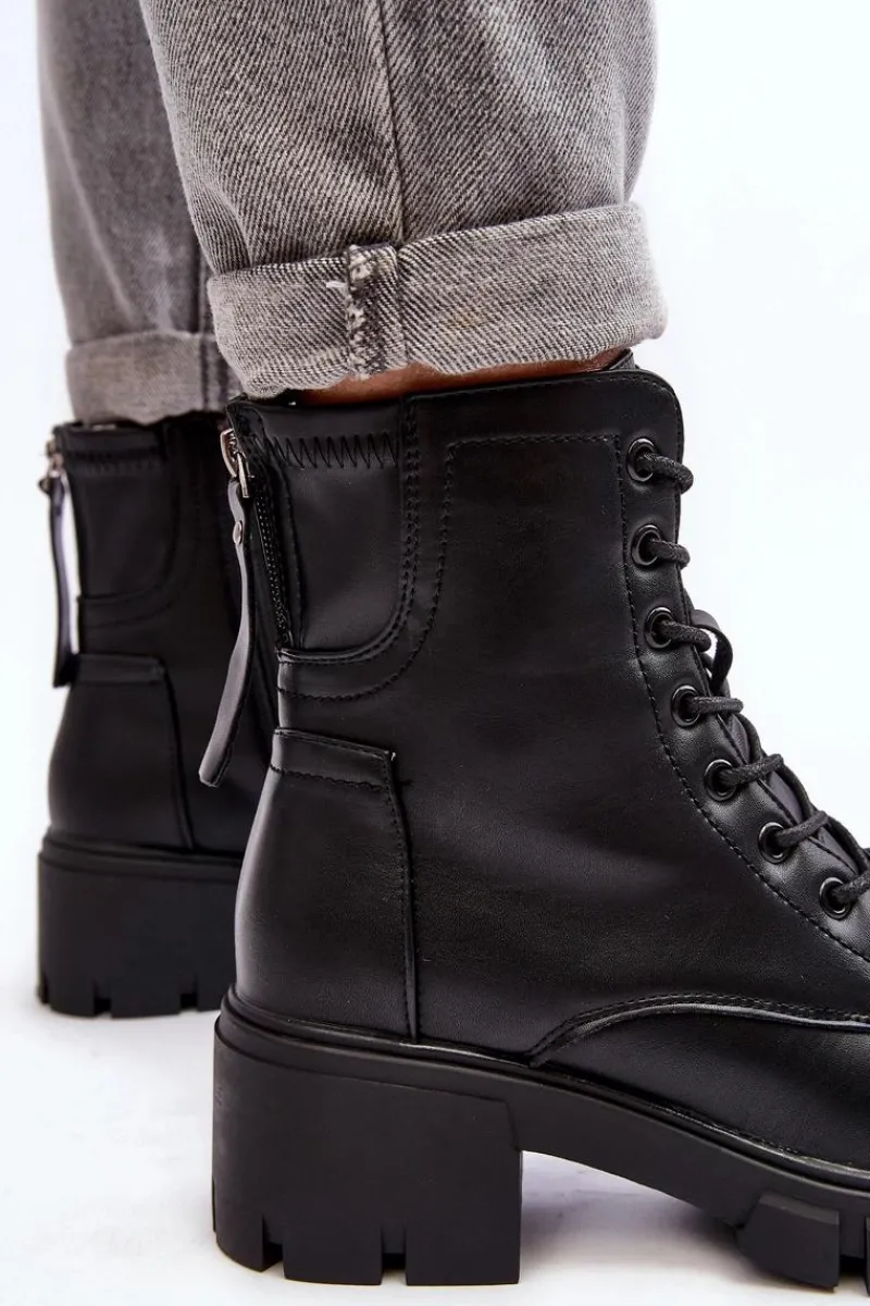 Best Buty damskie Vinceza Damskie Ocieplane Botki Workery Na Suwak Czarne Evrarda