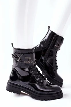 Sale Damskie buty S.Barski Damskie Ocieplane Botki Workery Czarne Vanquish