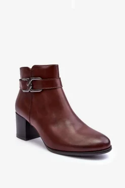 Discount Buty Sergio Leone Damskie Ocieplane Botki Z Ozdobą Brązowe Astrid