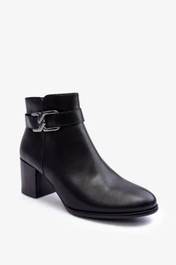 Discount Damskie Ocieplane Botki Z Ozdobą Czarne Astrid Damskie Botki Ocieplane|Botki Zimowe Damskie