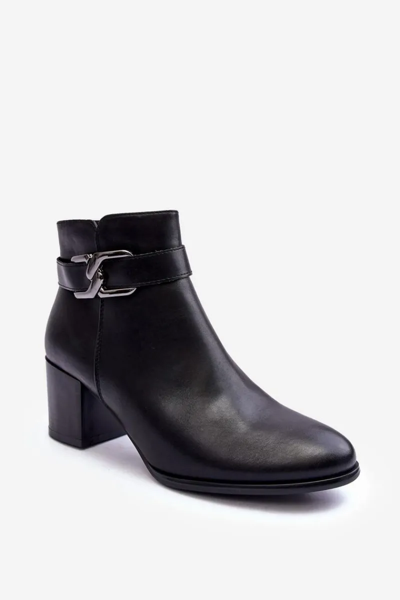 Discount Damskie Ocieplane Botki Z Ozdobą Czarne Astrid Damskie Botki Ocieplane|Botki Zimowe Damskie