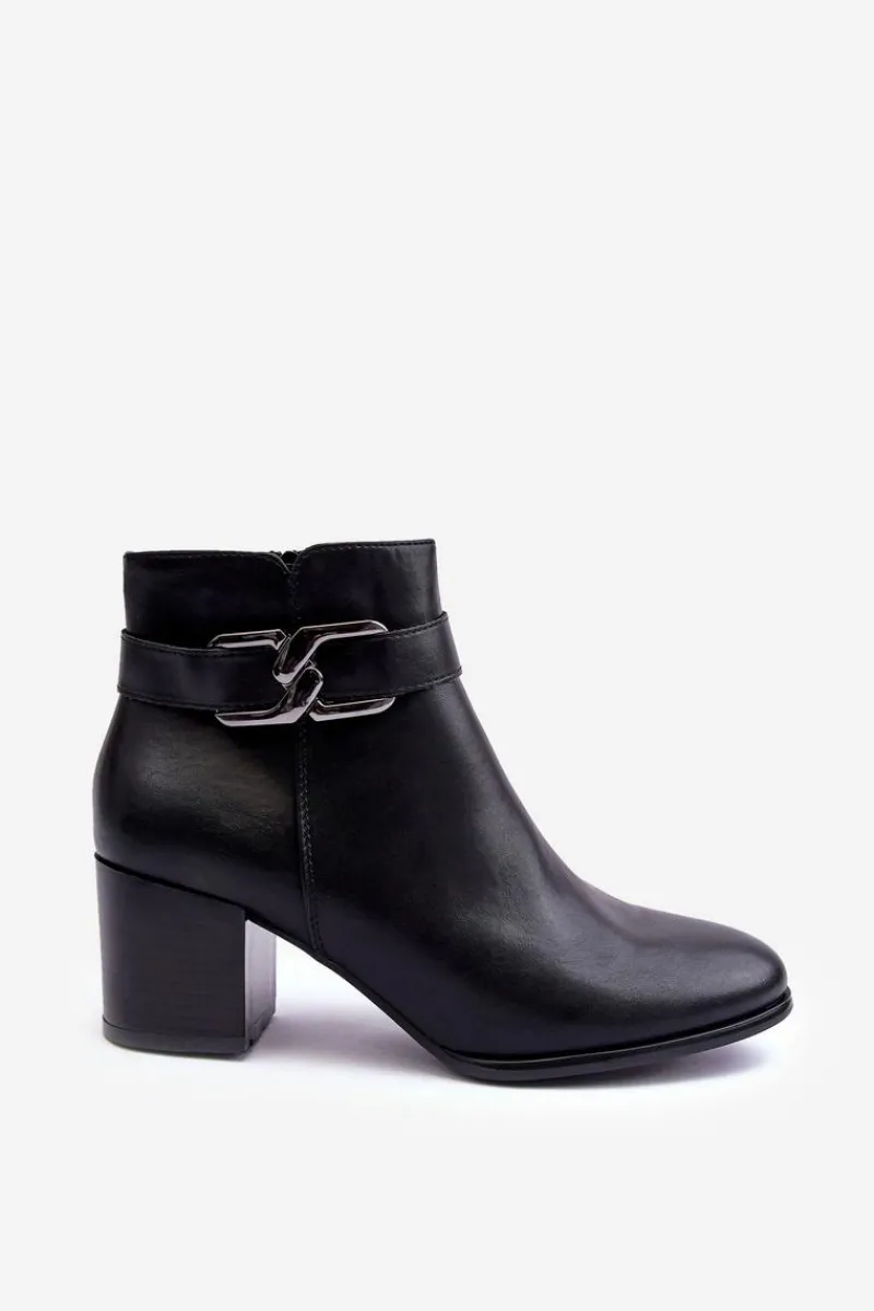 Discount Damskie Ocieplane Botki Z Ozdobą Czarne Astrid Damskie Botki Ocieplane|Botki Zimowe Damskie