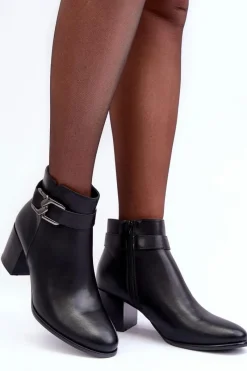 Discount Damskie Ocieplane Botki Z Ozdobą Czarne Astrid Damskie Botki Ocieplane|Botki Zimowe Damskie