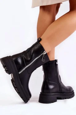 Czarne Botki|Botki Zimowe Damskie><noscript><img width=