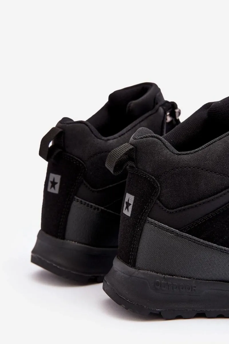 Trekkingowe Damskie|Damskie Trapery>Big Star Shoes Damskie Ocieplane Buty Trekkingowe Czarne Big Star MM274481 Czarny