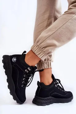 Trekkingowe Damskie|Damskie Trapery></noscript>Boto Damskie Ocieplane Buty Trekkingowe Trapery Czarne Otto