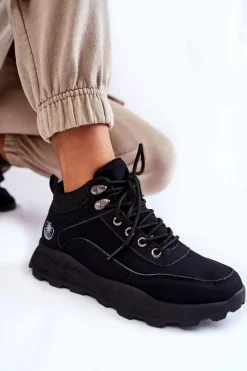 Trekkingowe Damskie|Damskie Trapery></noscript>Boto Damskie Ocieplane Buty Trekkingowe Trapery Czarne Otto