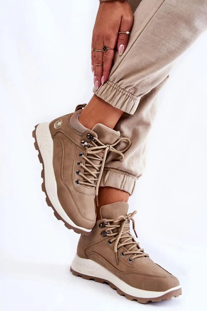 Discount Boto Damskie Ocieplane Buty Trekkingowe Trapery Beżowe Otto