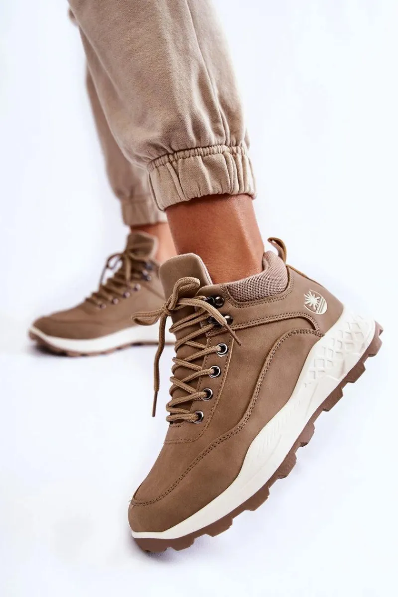 Discount Boto Damskie Ocieplane Buty Trekkingowe Trapery Beżowe Otto