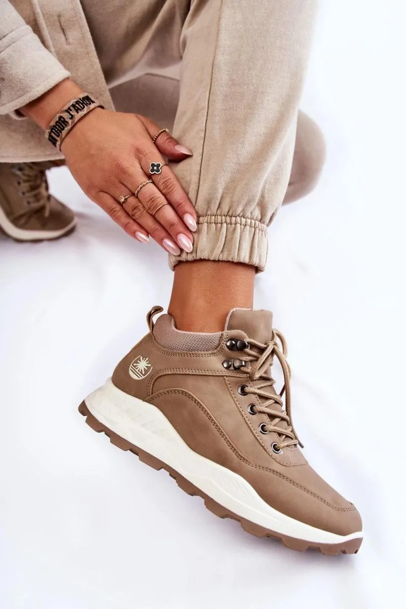 Discount Boto Damskie Ocieplane Buty Trekkingowe Trapery Beżowe Otto