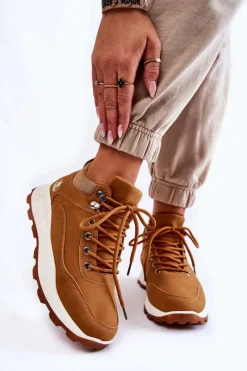 Best Boto Damskie Ocieplane Buty Trekkingowe Trapery Camel Otto