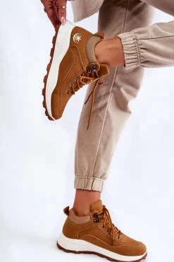 Best Boto Damskie Ocieplane Buty Trekkingowe Trapery Camel Otto