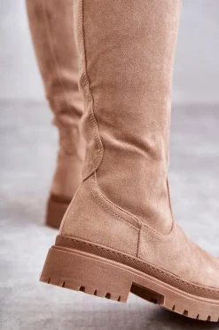 Kozaki Płaskie|Kozaki Przed Kolano></noscript>Evento Damskie Ocieplane Kozaki Do Kolana Beżowe Helma