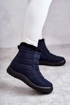 Sale Evento Damskie Ocieplane Śniegowce Granatowe Mezyss Niebieski