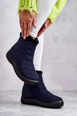 Sale Evento Damskie Ocieplane Śniegowce Granatowe Mezyss Niebieski