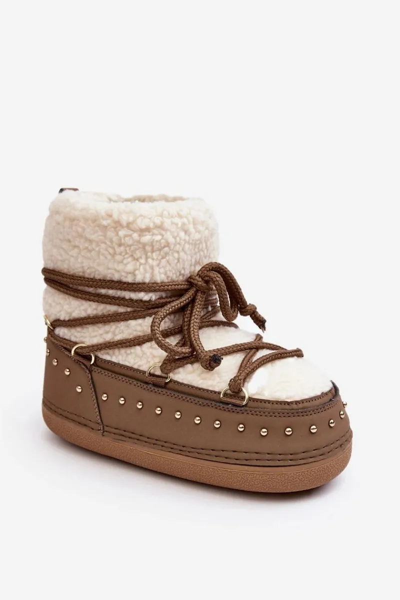 Śniegowce Damskie>Boto Damskie Ocieplane Śniegowce Brązowe Rohes Brązowy