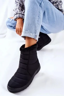 Outlet Evento Damskie Ocieplane Śniegowce Czarne Mezyss Czarny