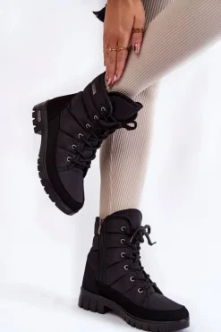 Clearance Boto Damskie Ocieplane Śniegowce Progress PROGJ-21-14 Czarne