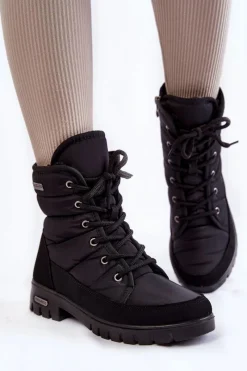 Clearance Boto Damskie Ocieplane Śniegowce Progress PROGJ-21-14 Czarne