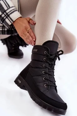 Clearance Boto Damskie Ocieplane Śniegowce Progress PROGJ-21-14 Czarne