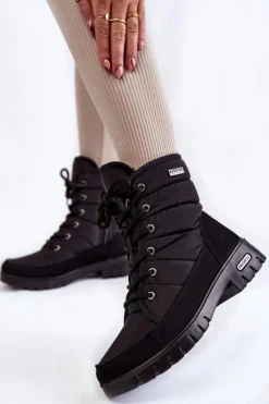 Clearance Boto Damskie Ocieplane Śniegowce Progress PROGJ-21-14 Czarne