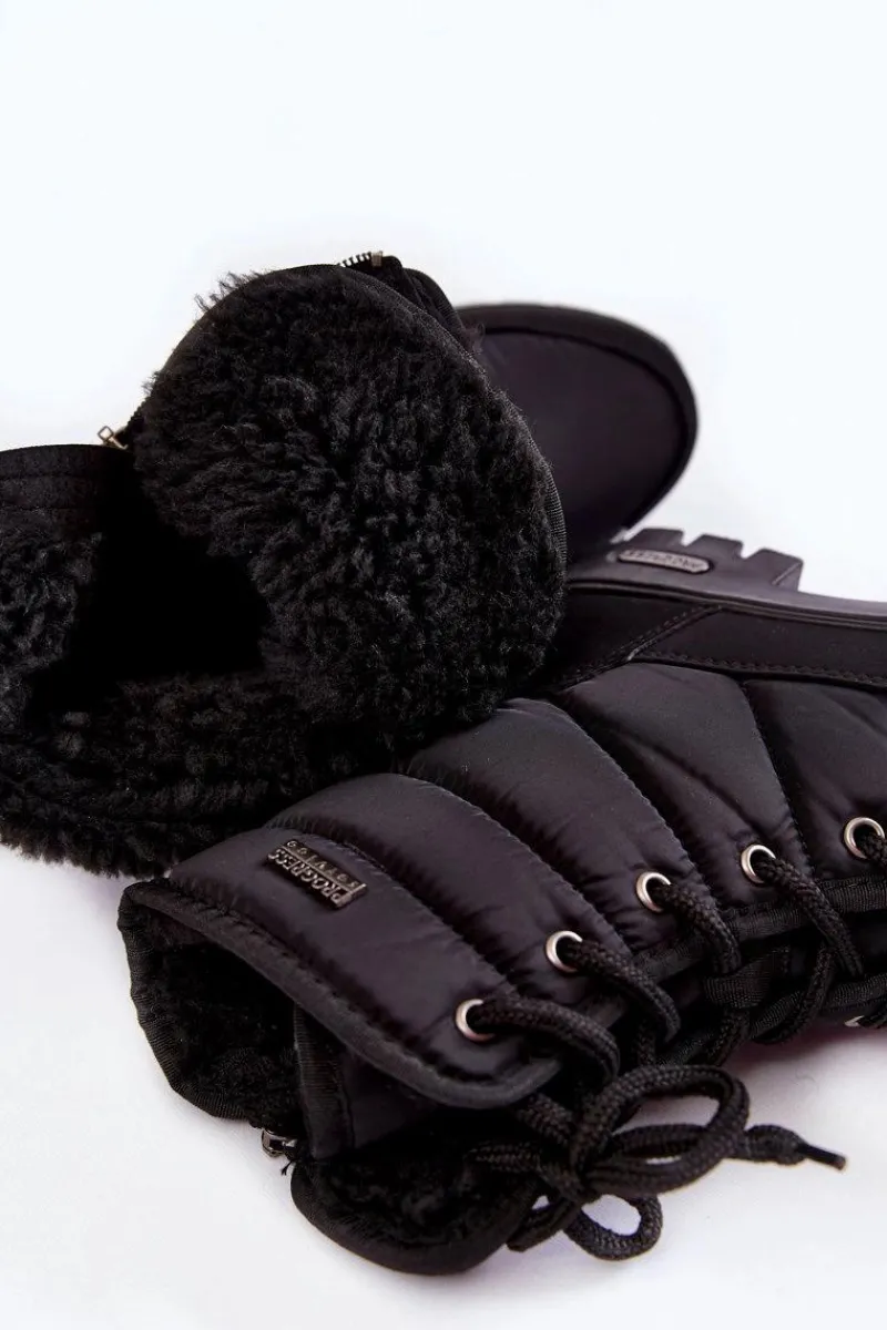 Clearance Boto Damskie Ocieplane Śniegowce Progress PROGJ-21-14 Czarne