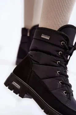 Clearance Boto Damskie Ocieplane Śniegowce Progress PROGJ-21-14 Czarne