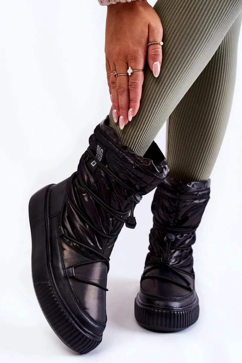 Śniegowce Damskie>Big Star Shoes Damskie Ocieplane Śniegowce Big Star KK274193 Czarne