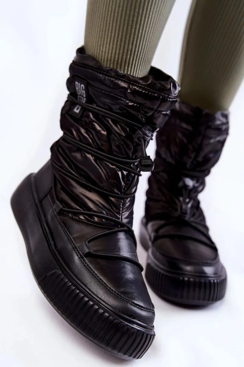 Śniegowce Damskie>Big Star Shoes Damskie Ocieplane Śniegowce Big Star KK274193 Czarne