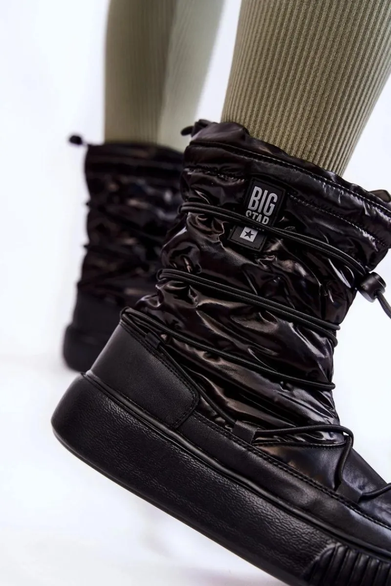 Śniegowce Damskie>Big Star Shoes Damskie Ocieplane Śniegowce Big Star KK274193 Czarne