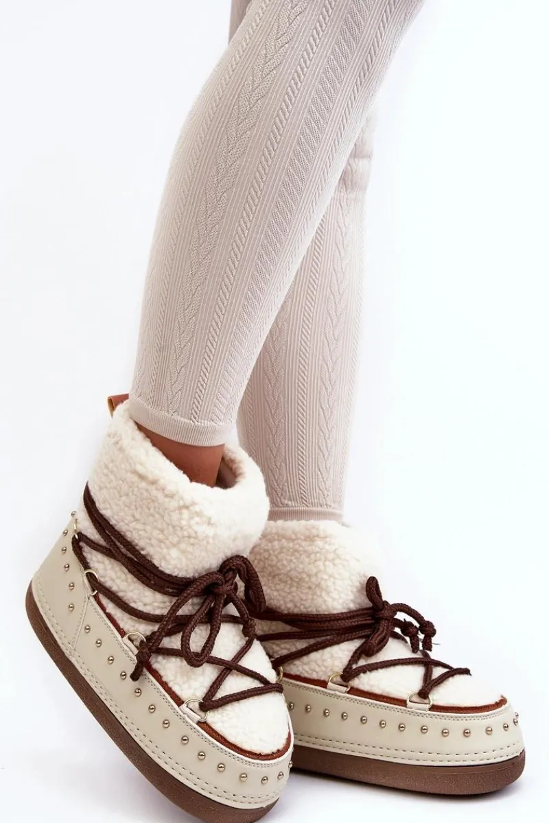 Śniegowce Damskie>Boto Damskie Ocieplane Śniegowce Beżowe Rohes Beżowy