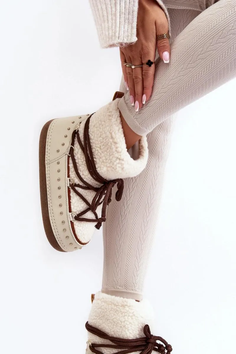 Śniegowce Damskie>Boto Damskie Ocieplane Śniegowce Beżowe Rohes Beżowy