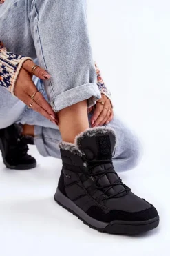 Śniegowce Damskie|Botki Płaskie>Cross Jeans Damskie Ocieplane Śniegowce KK2R4016C Czarne