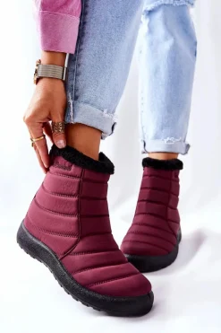 New Damskie Ocieplane Śniegowce Burgund Mezyss Damskie Śniegowce Damskie
