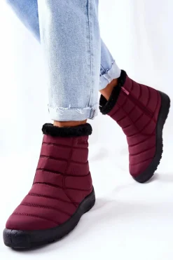 New Damskie Ocieplane Śniegowce Burgund Mezyss Damskie Śniegowce Damskie