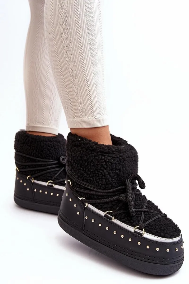 Śniegowce Damskie>Boto Damskie Ocieplane Śniegowce Czarne Rohes Czarny