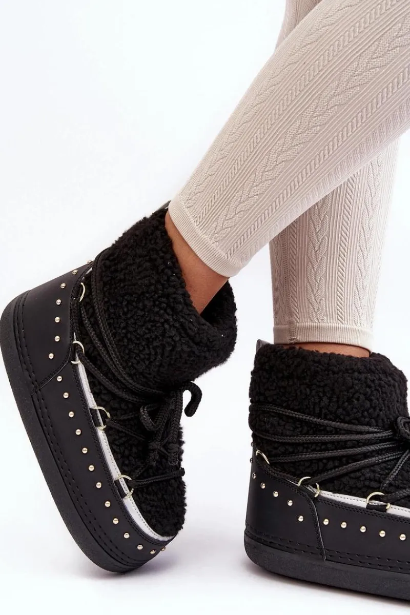 Śniegowce Damskie>Boto Damskie Ocieplane Śniegowce Czarne Rohes Czarny