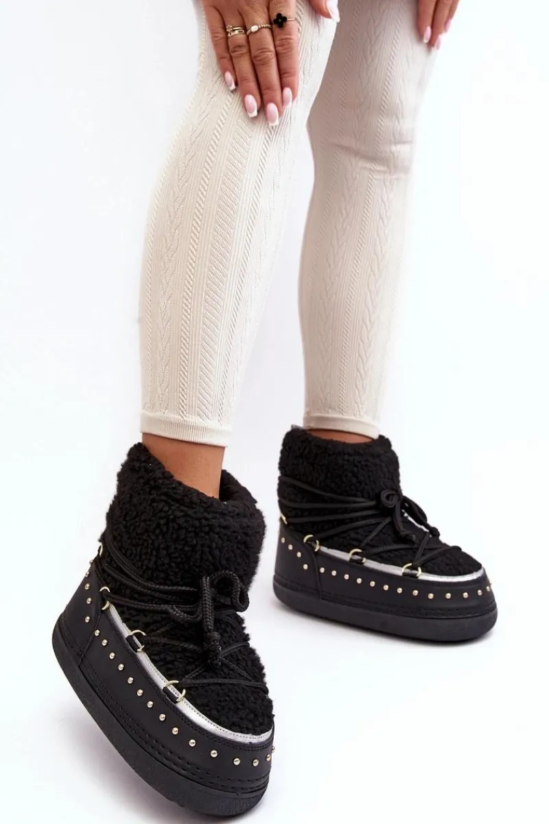 Śniegowce Damskie>Boto Damskie Ocieplane Śniegowce Czarne Rohes Czarny